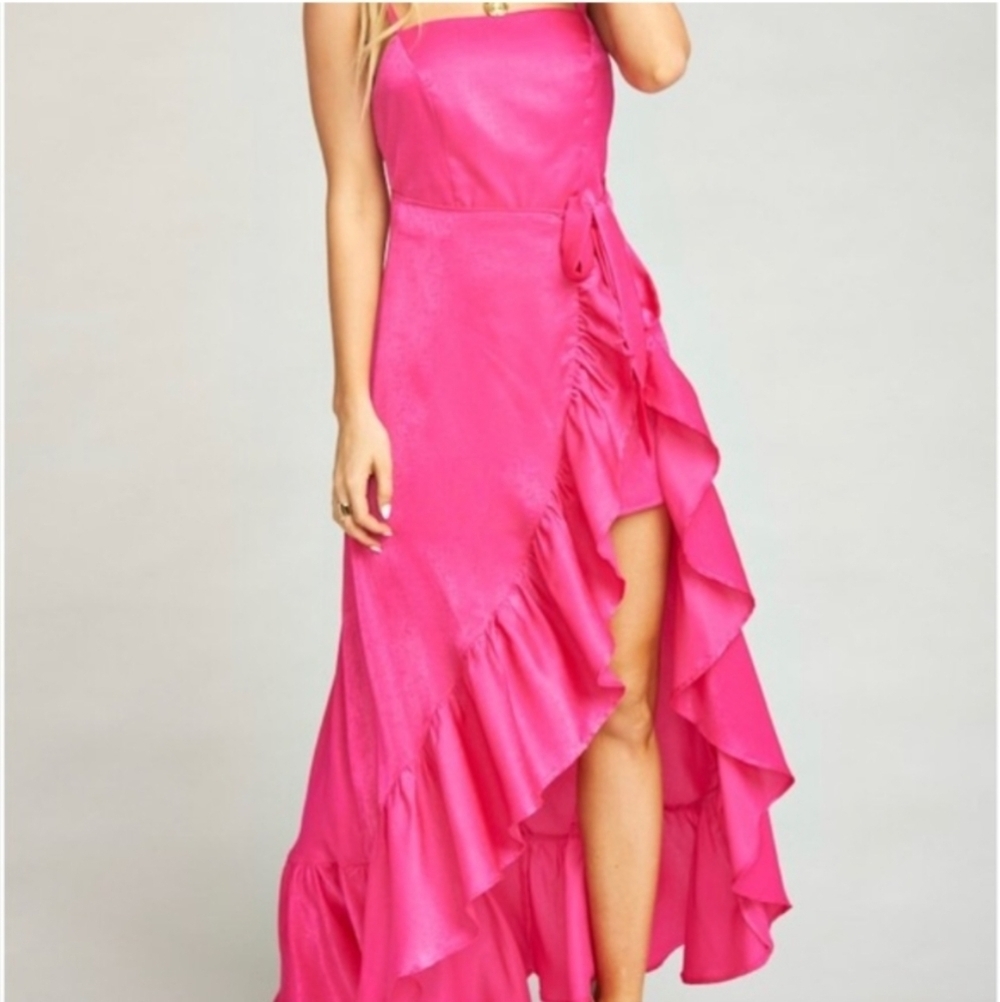Show Me Your Mumu Ruffle Dress Women's Large Pink Fuscha Maxi Dress